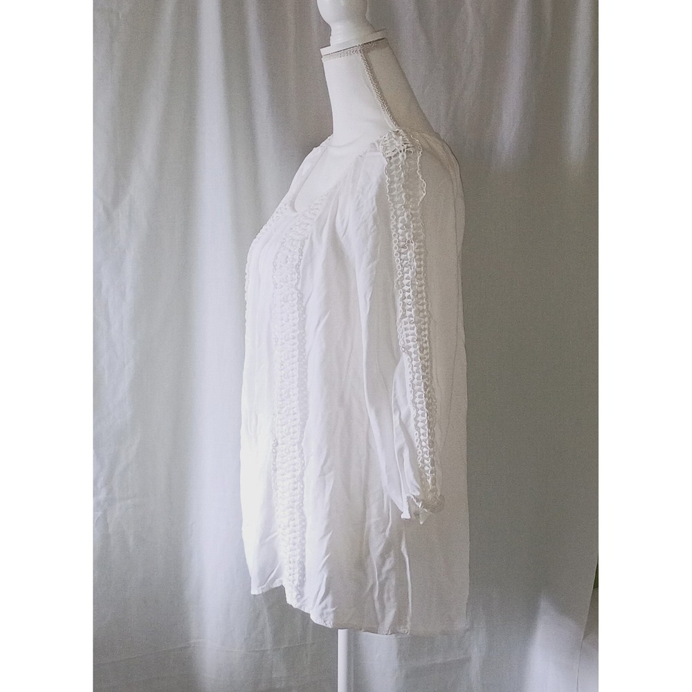 Bundle-3 White & Beige Bohemian Milkmaid Blouses Crochet Lacy Romantic Details L - Picture 15 of 16